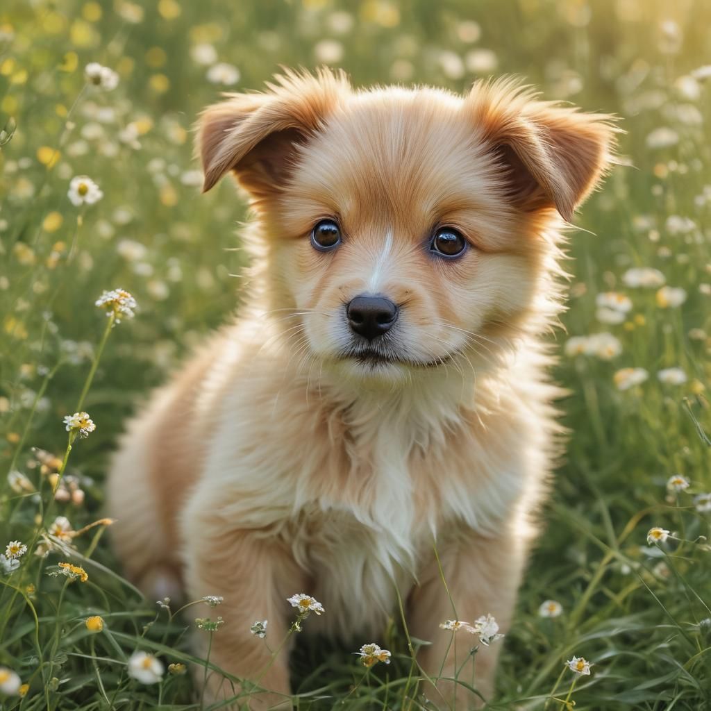 Dreamy Puppy Portrait in Impressionistic Pastel Colors