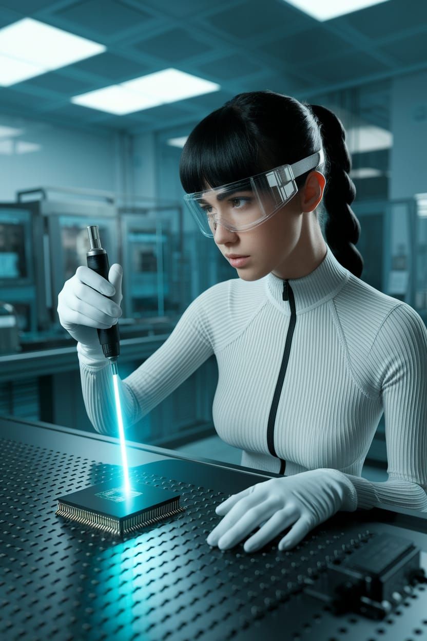 Model in Clean Room Using Laser on Microchip