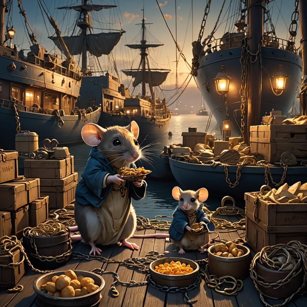 Mouse Family Dinner on London Docks
