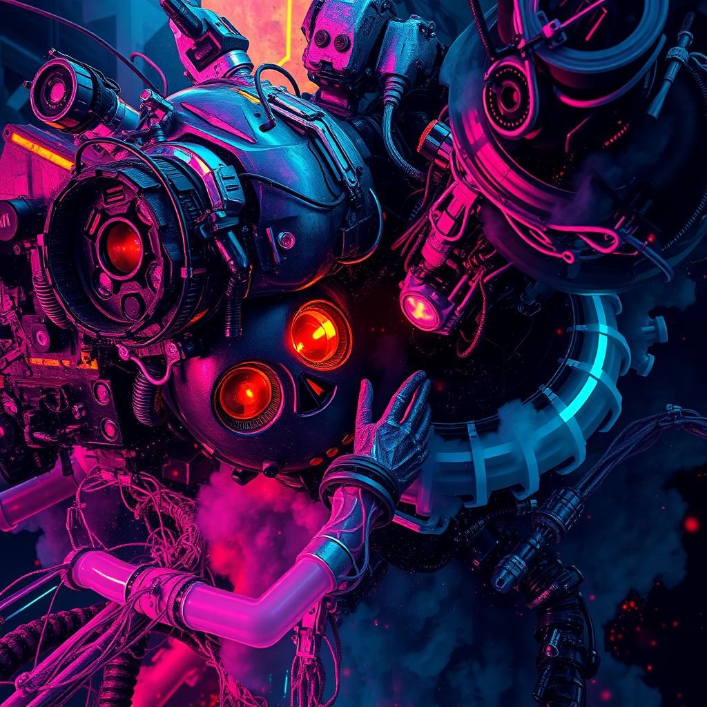 Neon Cyberpunk: Contrasting Elements in Dark Futurism