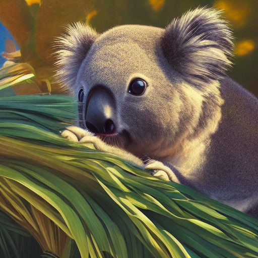 Tender and Playful Koala Joey on an Australian Eucalyptus Br...