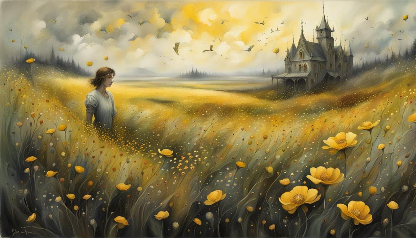 Summer Flower Field in Yoann Lossel Style