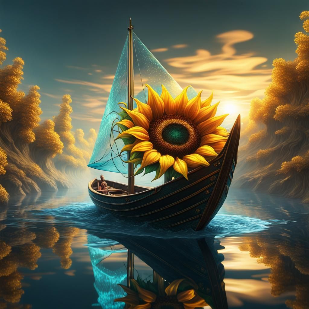 sunflower sailing during night