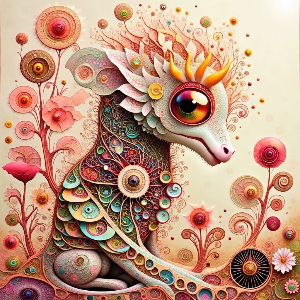 Ethereal Fractal Dreamscape in Whimsical Ink Art