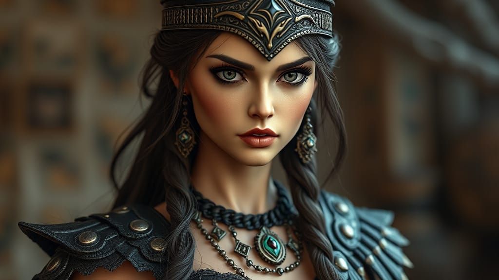 Ethereal Gothic Victorian BJD Doll in Xena Costume