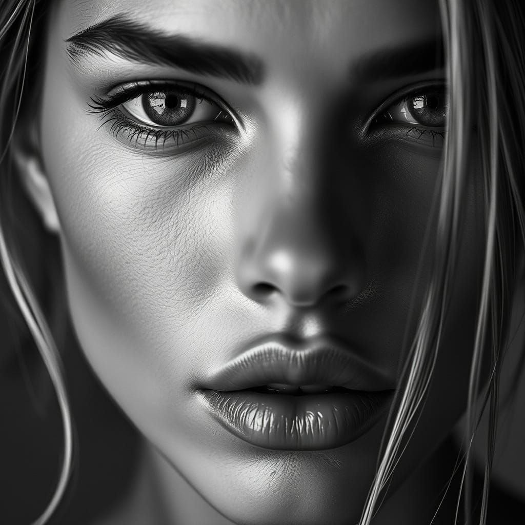 High-Contrast Black and White Fine Art Portrait
