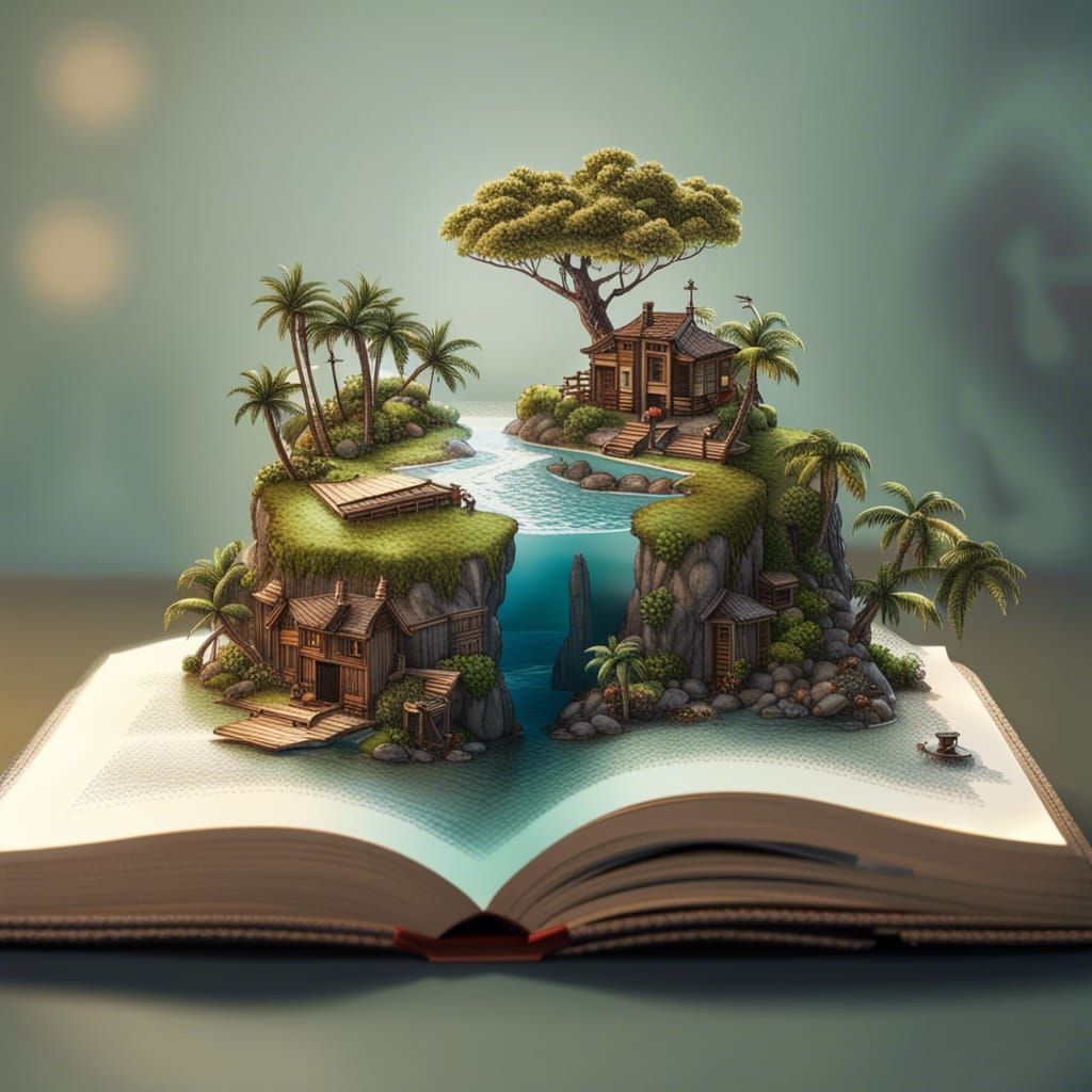 Miniature Island Emerges from Storybook Pages