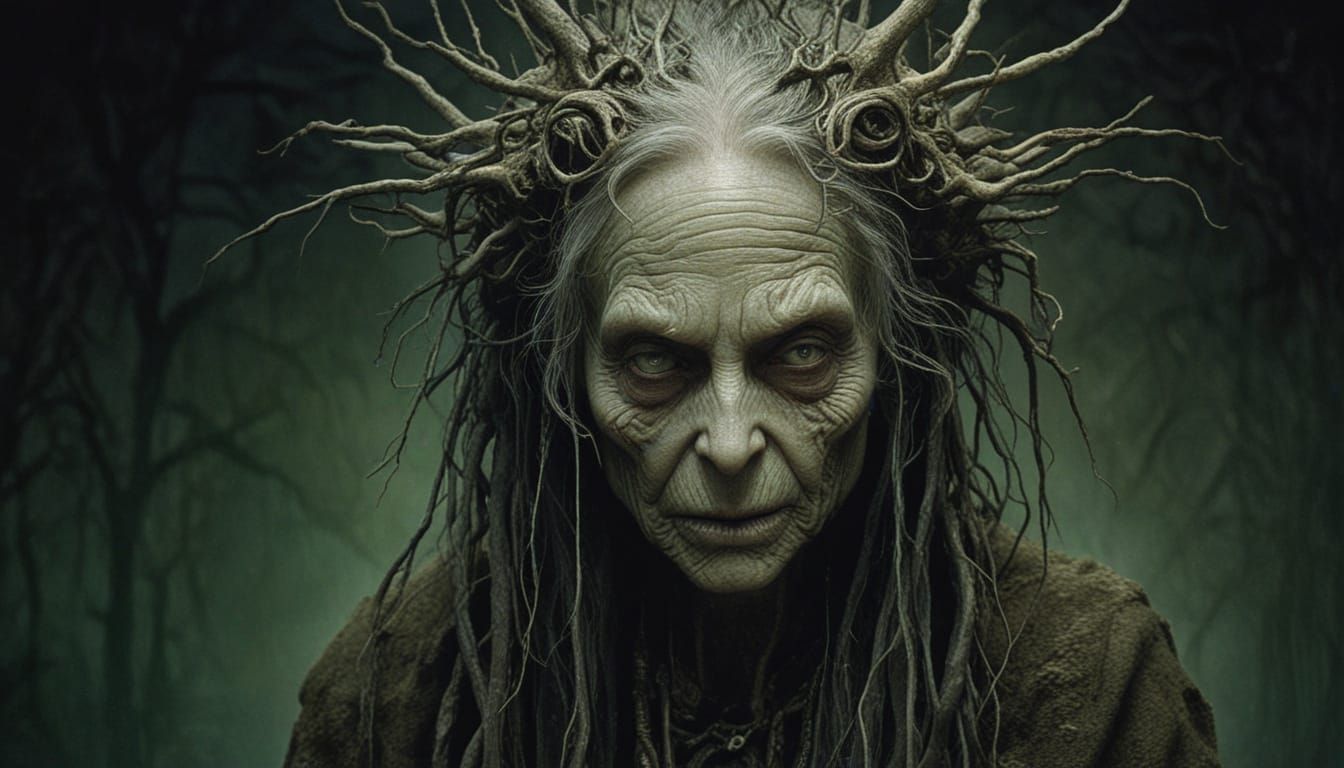 Ethereal Hag Portrait in Dark Fantasy Style