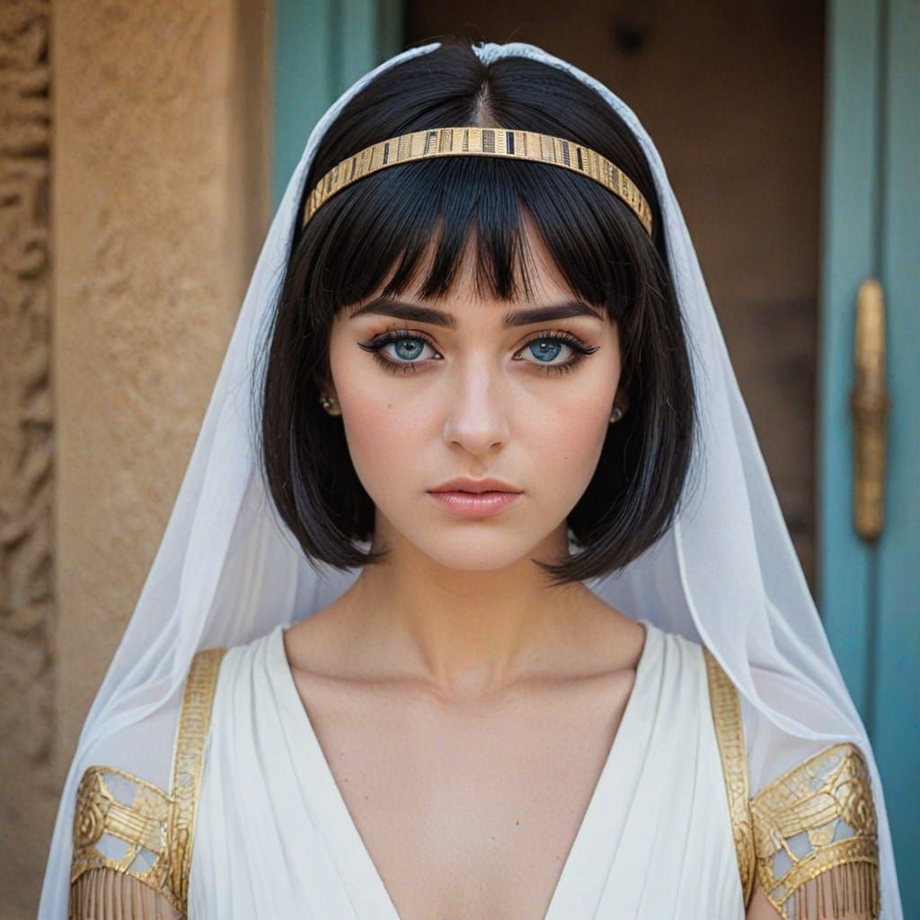 Ancient Egyptian Princess with Vibrant Blue Eyes