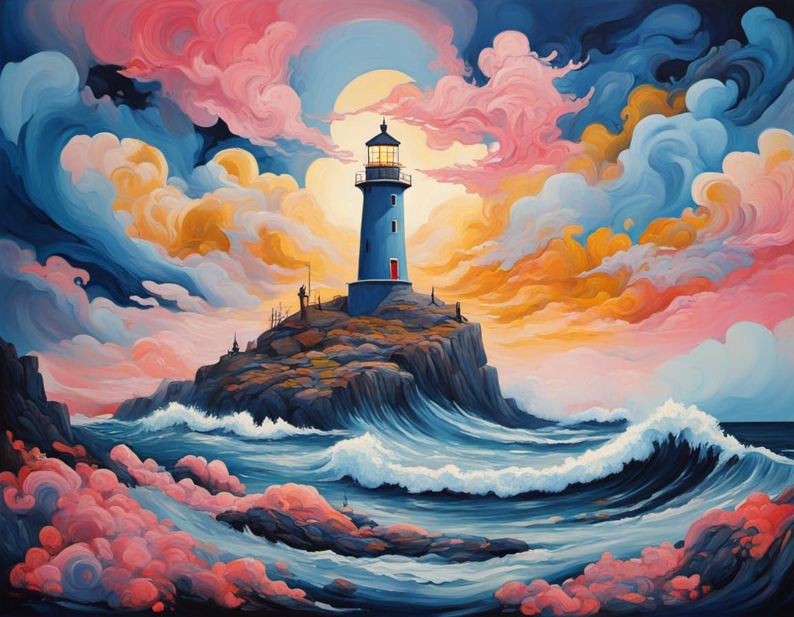 Abstract Surrealist Lighthouse on Norwegian Coast