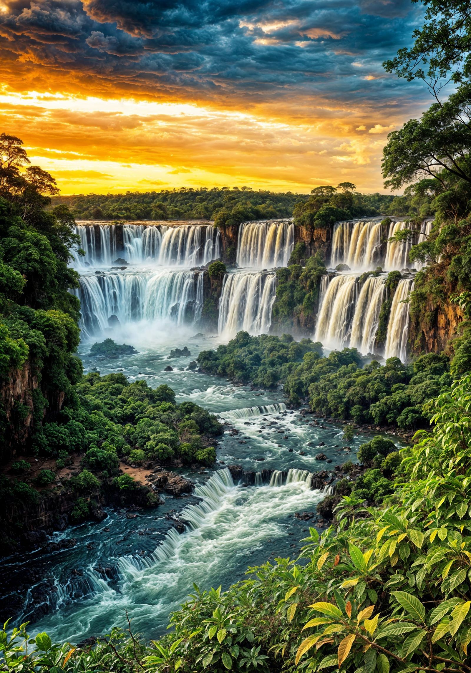 Spectacular Waterfalls in Tropical Rainforest