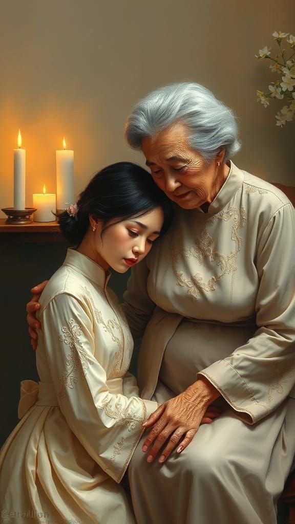 Motherly Love in Soft, Golden Light