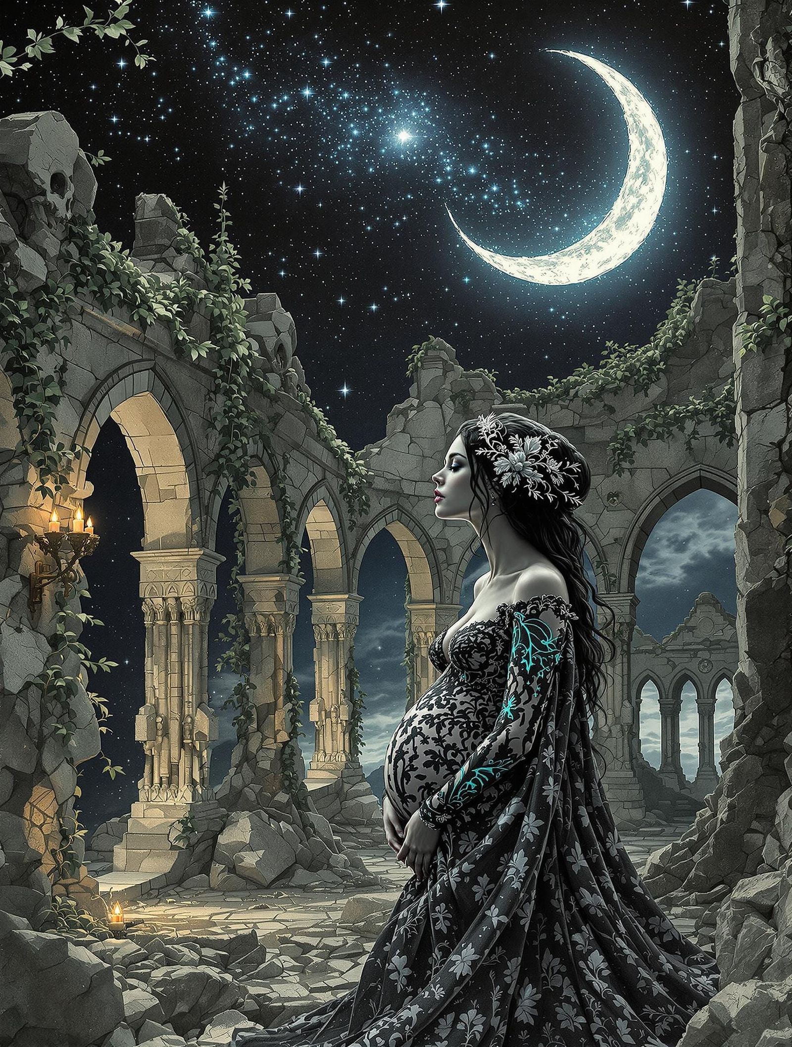 A Postpartum Siren in Ethereal Gothic Splendor