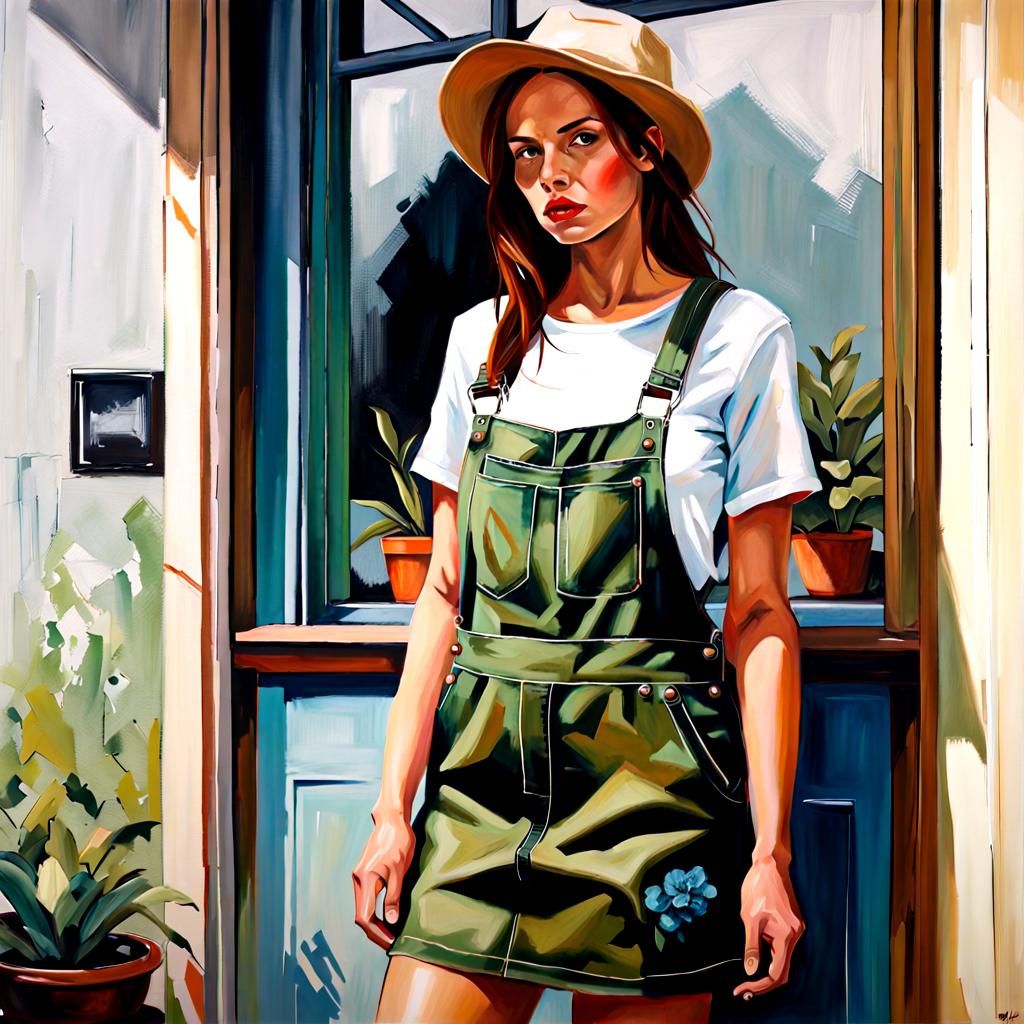 Gardener in Dungarees: A Digital Art Portrait