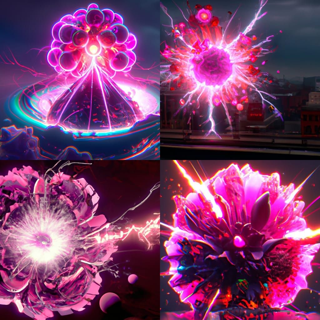 Pink Atomic Explosion in Dark Fantasy Style