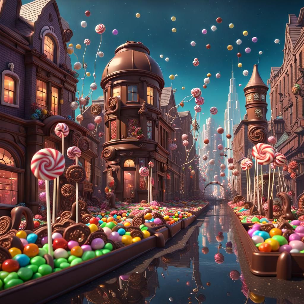 Chocolatecore City Inspired by Willy Wonka