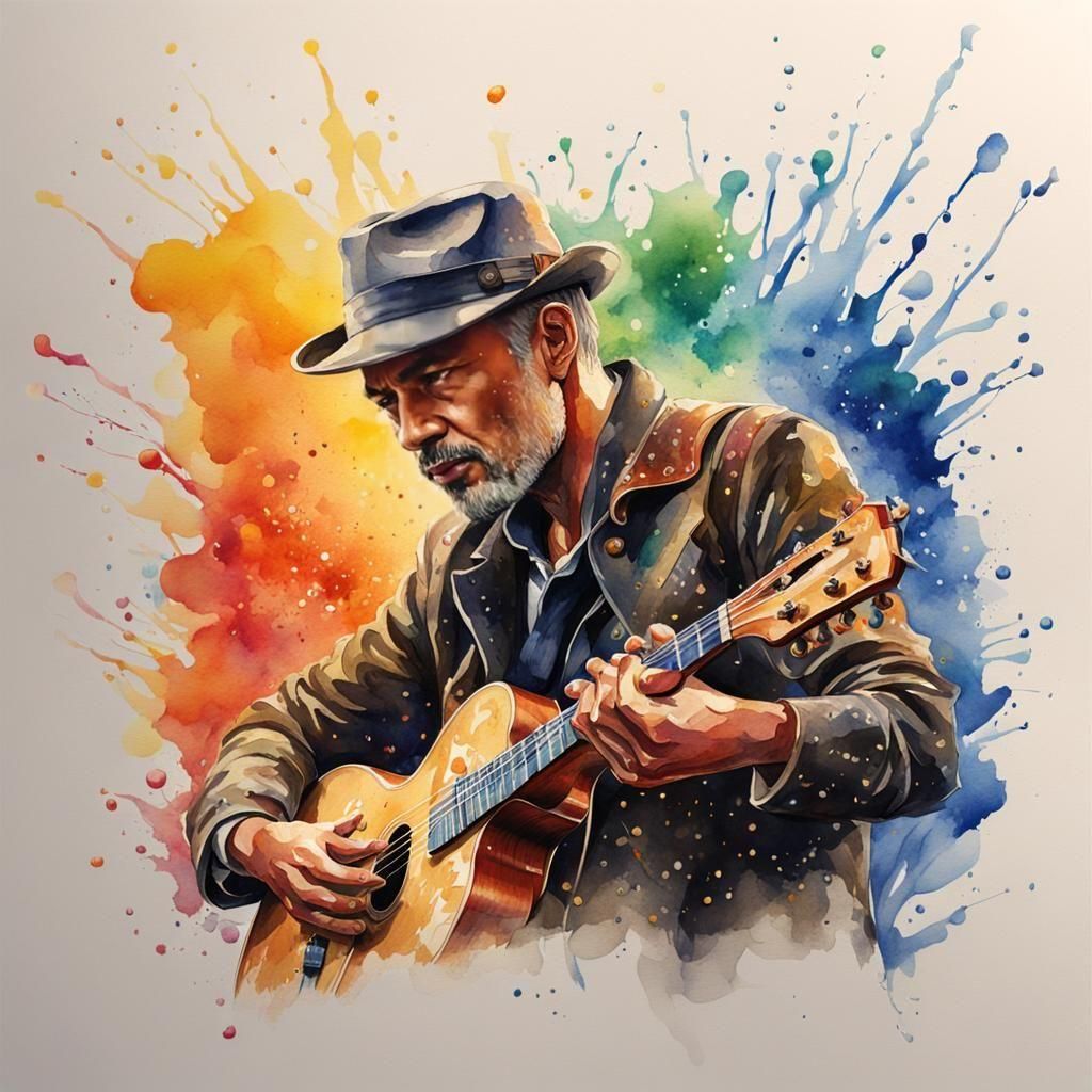 Watercolor Cello in Splash Art Style