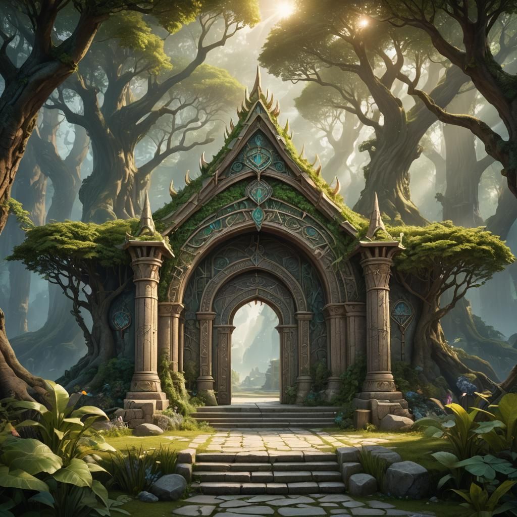 Elven Temple Entrance: Air, Animal, Sun, Purification