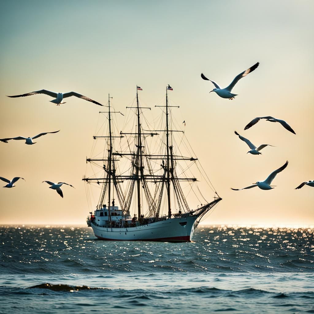 British Man-of-War Anchored in Calm Bay