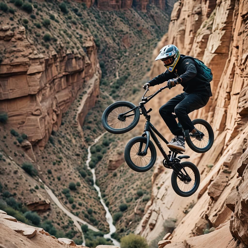 BMX Bike Canyon Jump in Professional Photo