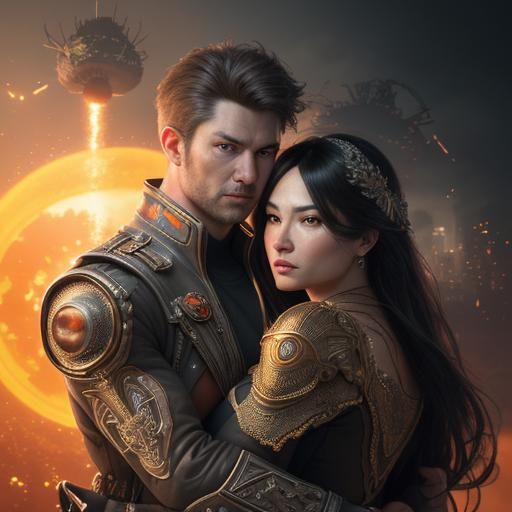 Nuclear Embrace: A Hyperrealistic Postmodern Portrait