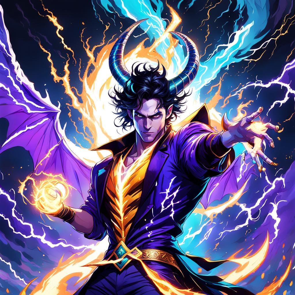 Dragon Man Concept Art with Lightning