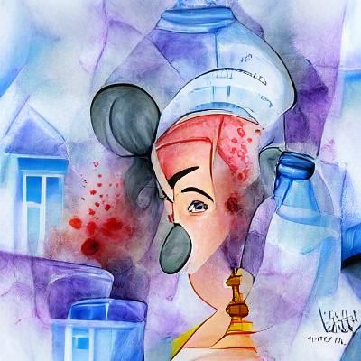 Surreal Housewife in Disney Animation Style
