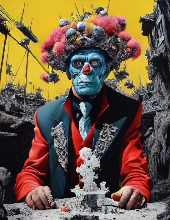 Alien Mannequins in Hyperdetailed Landscape as Gouache Art