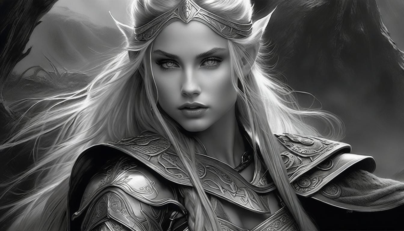 Elven Warrior in Grayscale by Jose Royo