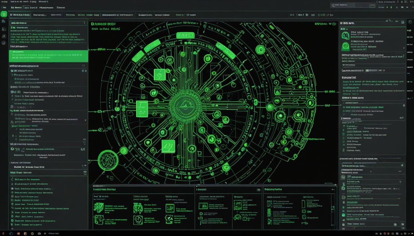 Cyberpunk Hacking Interface with Green Code
