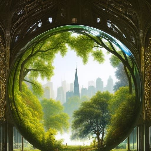 Ancient Oak Tree in Glass Terrarium