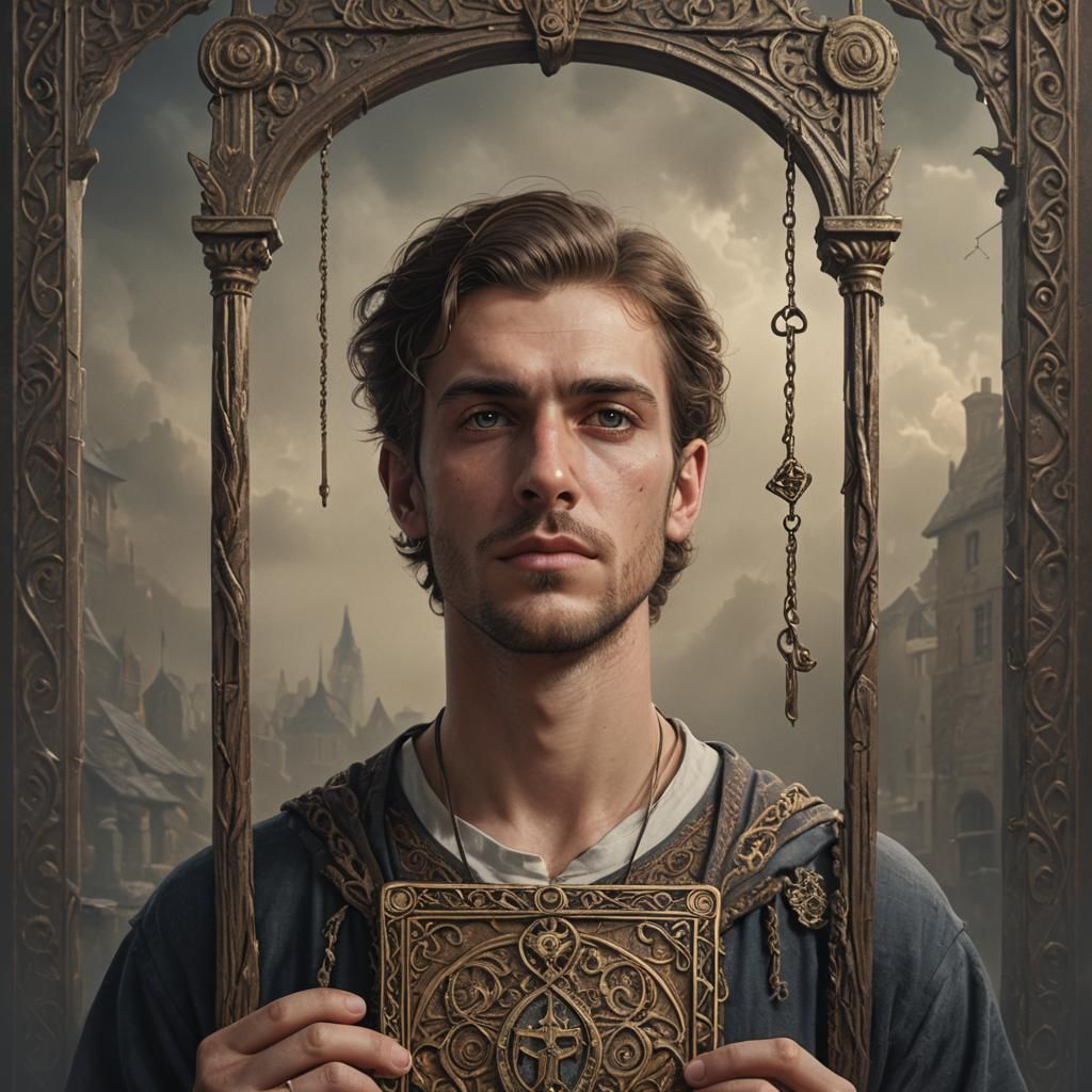 British Man as Hangman Tarot Card Portrait