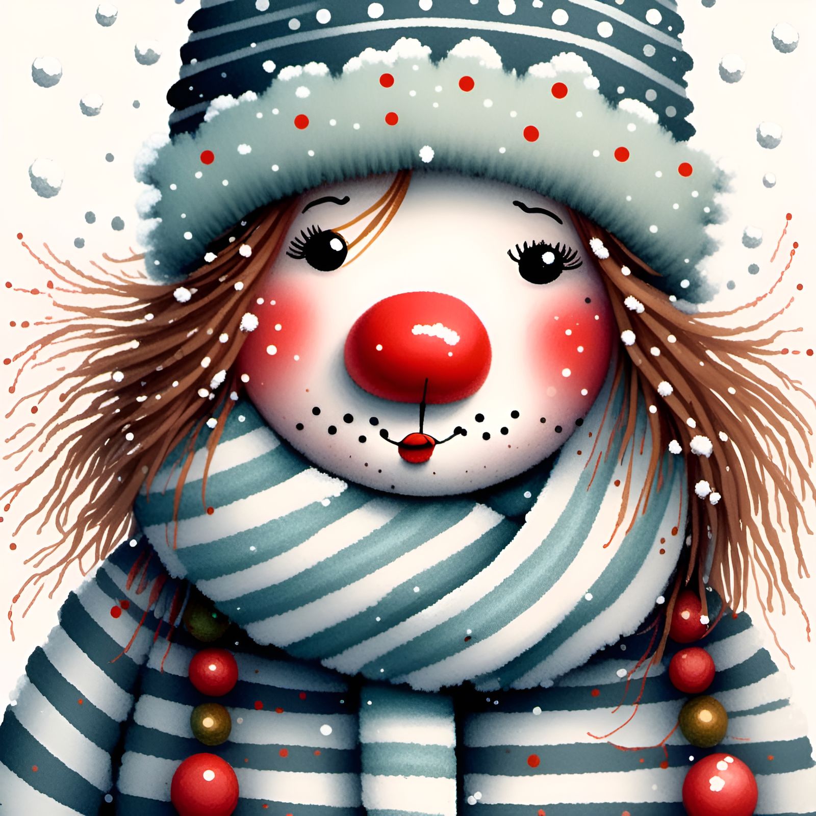 Romantic Winter Girl in Gouache and Watercolor