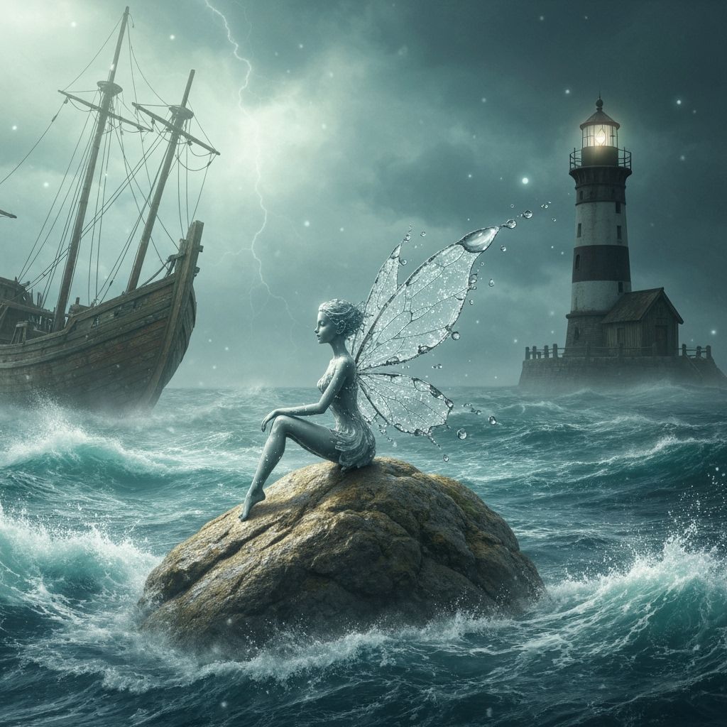 Water Fairy on Stormy Coast, Ethereal Lighting