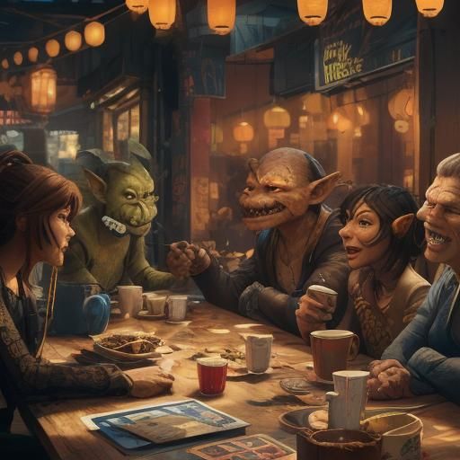 Goblins Celebrate with Drinks: Vibrant Digital Art