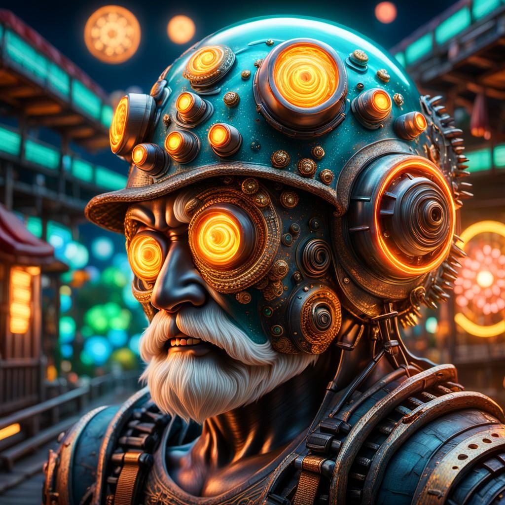 Sumo Santa Rollerblading: Cyberpunk Boardwalk Concept Art