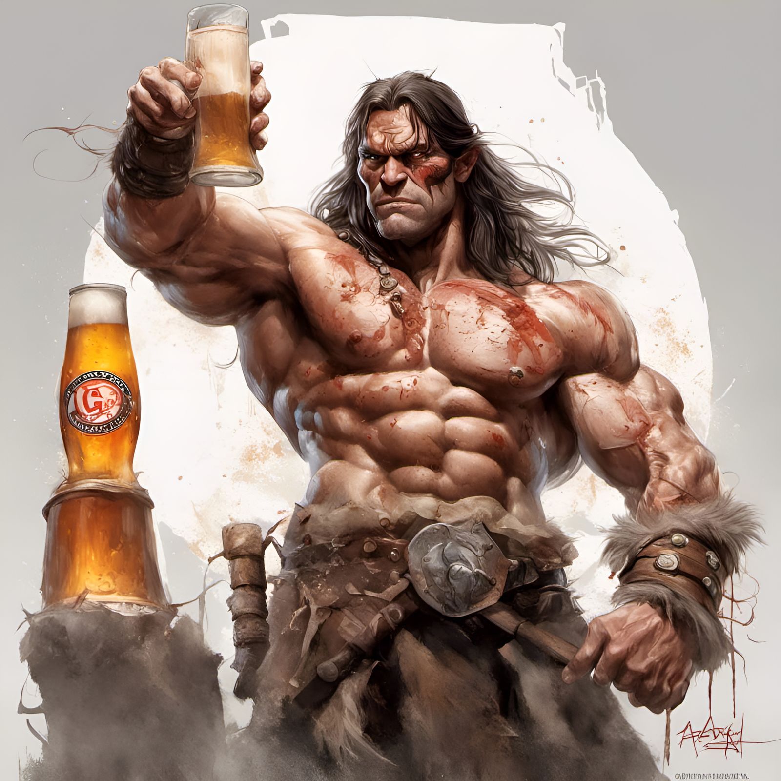 Conan the Barbarian Portrait in Comic Art Style