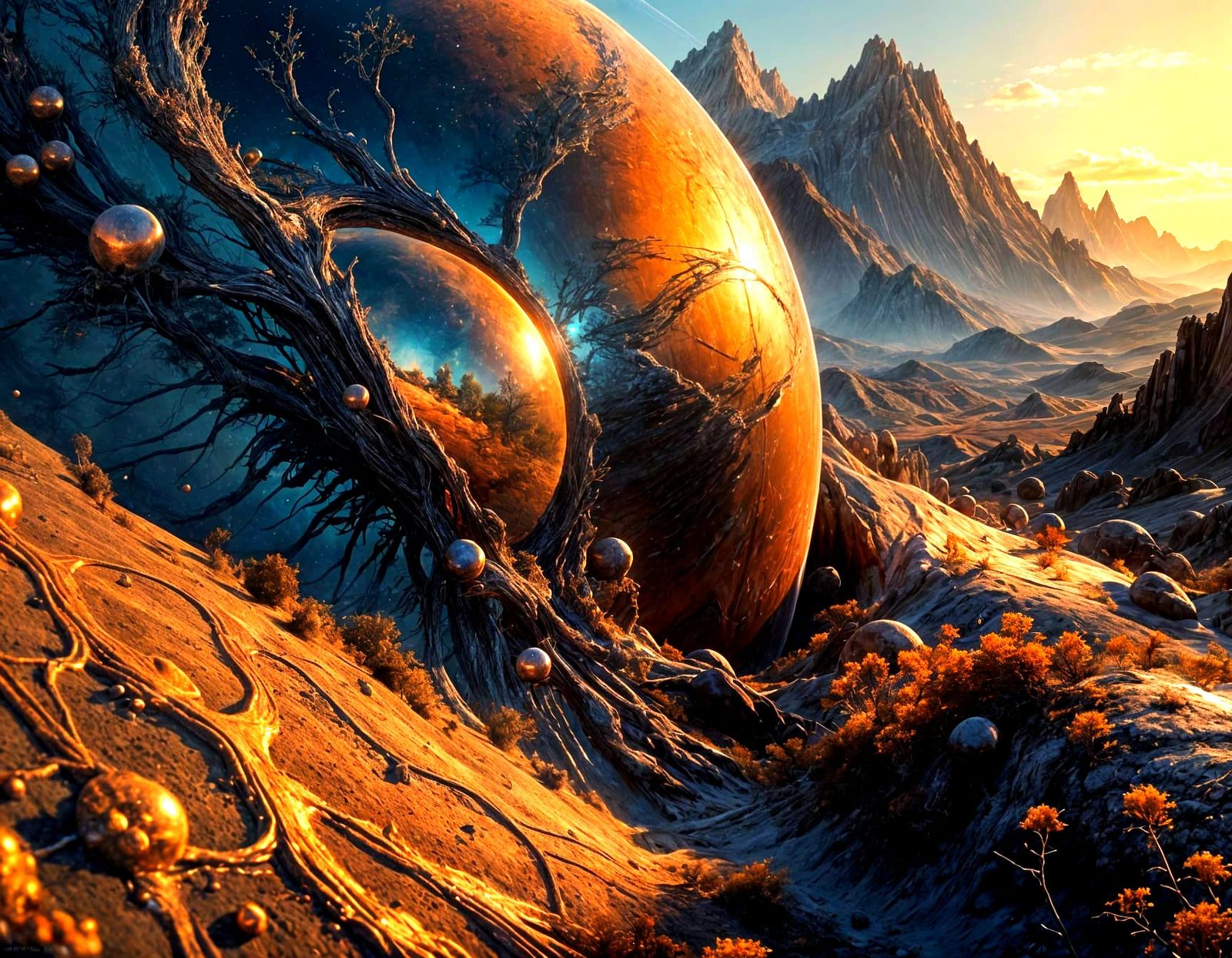 Ethereal Exoplanet Landscape with Alien Textures