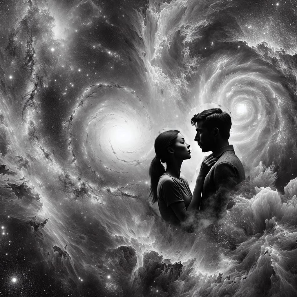 Smokey Silhouette of Embracing Couple