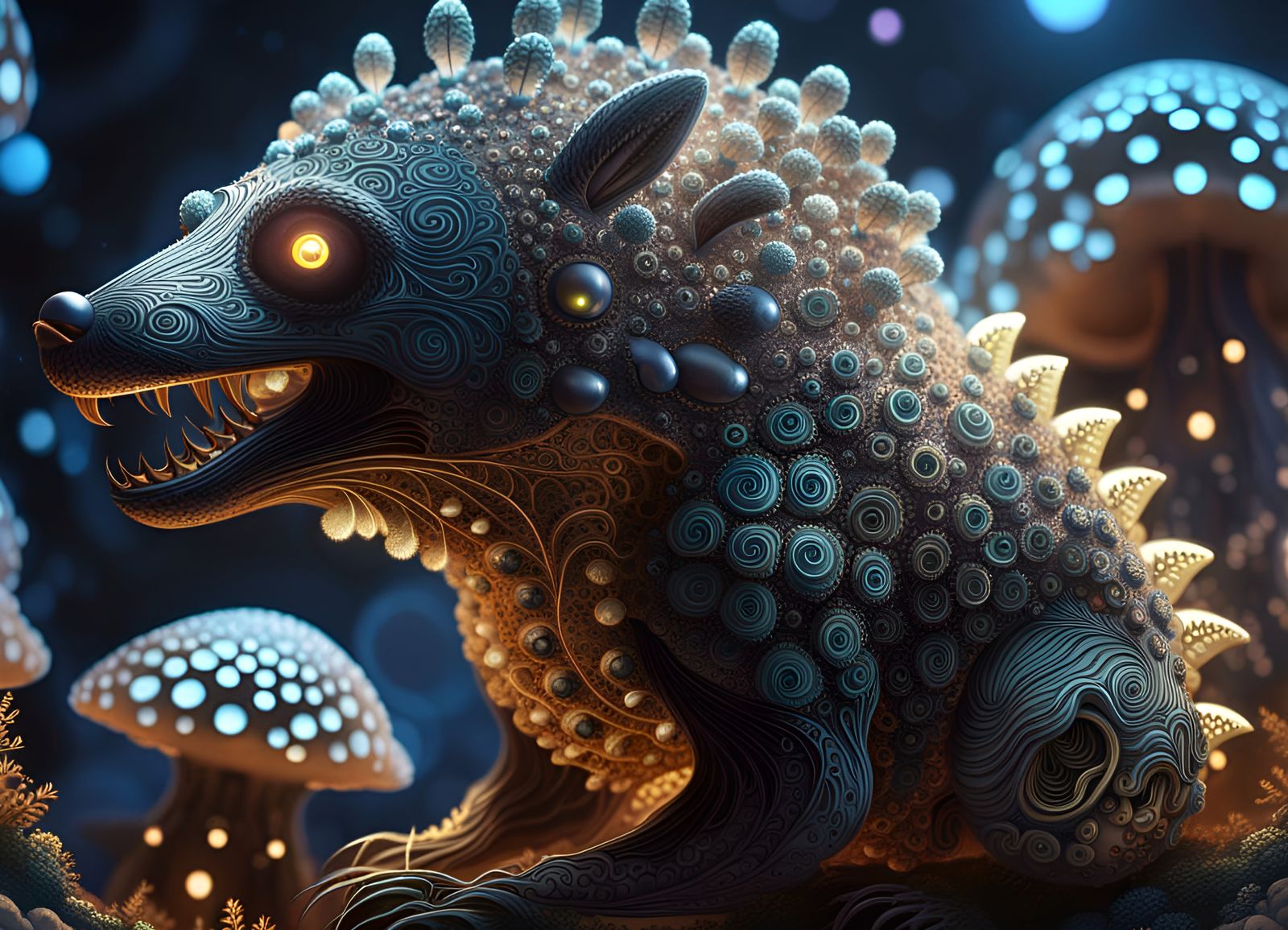 Fungal Bear Creature Portrait on Alien World