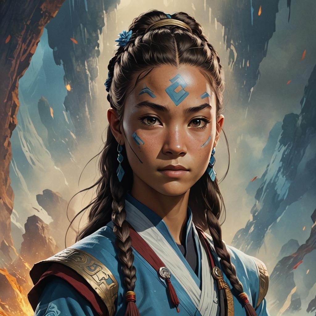 Hyperrealistic Katara Avatar: The Last Airbender Portrait