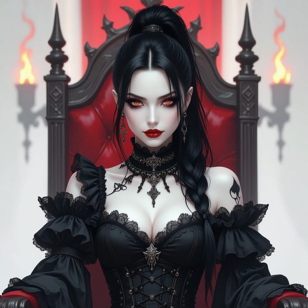 Gothic Demon Queen in Crimson Shadows
