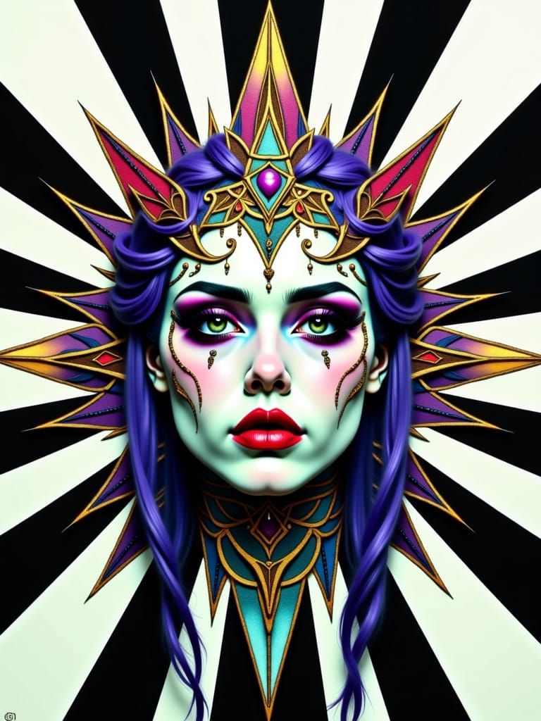 Goth Person With Sacred Geometry Tattoos and Multilayered Ey...