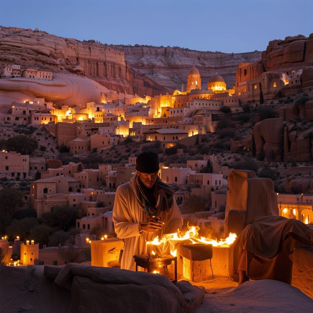 Al-Khazneh, Petra at Night in Candlelight