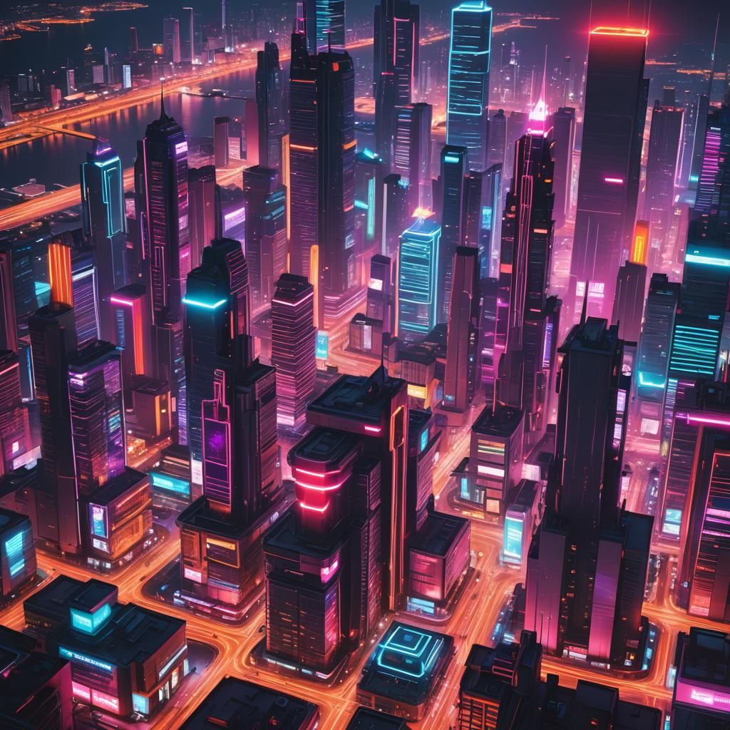 Cyberpunk Police Chase Through Neon Cityscape