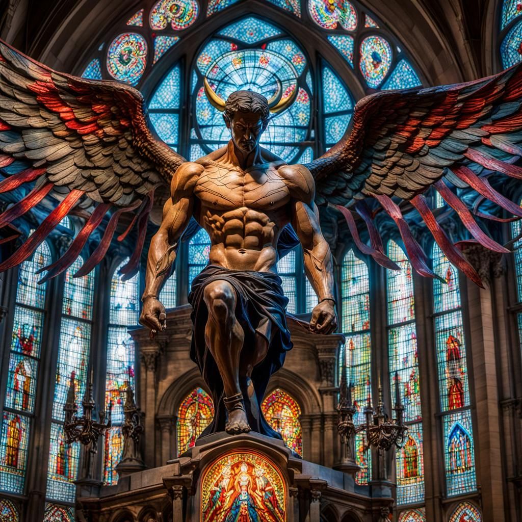 Lucifer Statue in Renaissance Style, High Resolution
