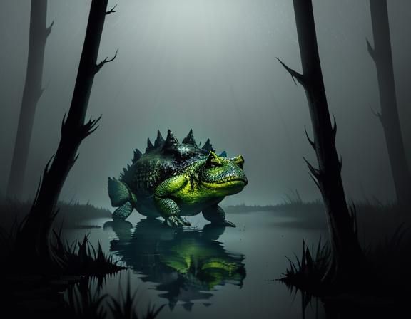 Menacing Bullywug Emerges from Murky Swamp Waters