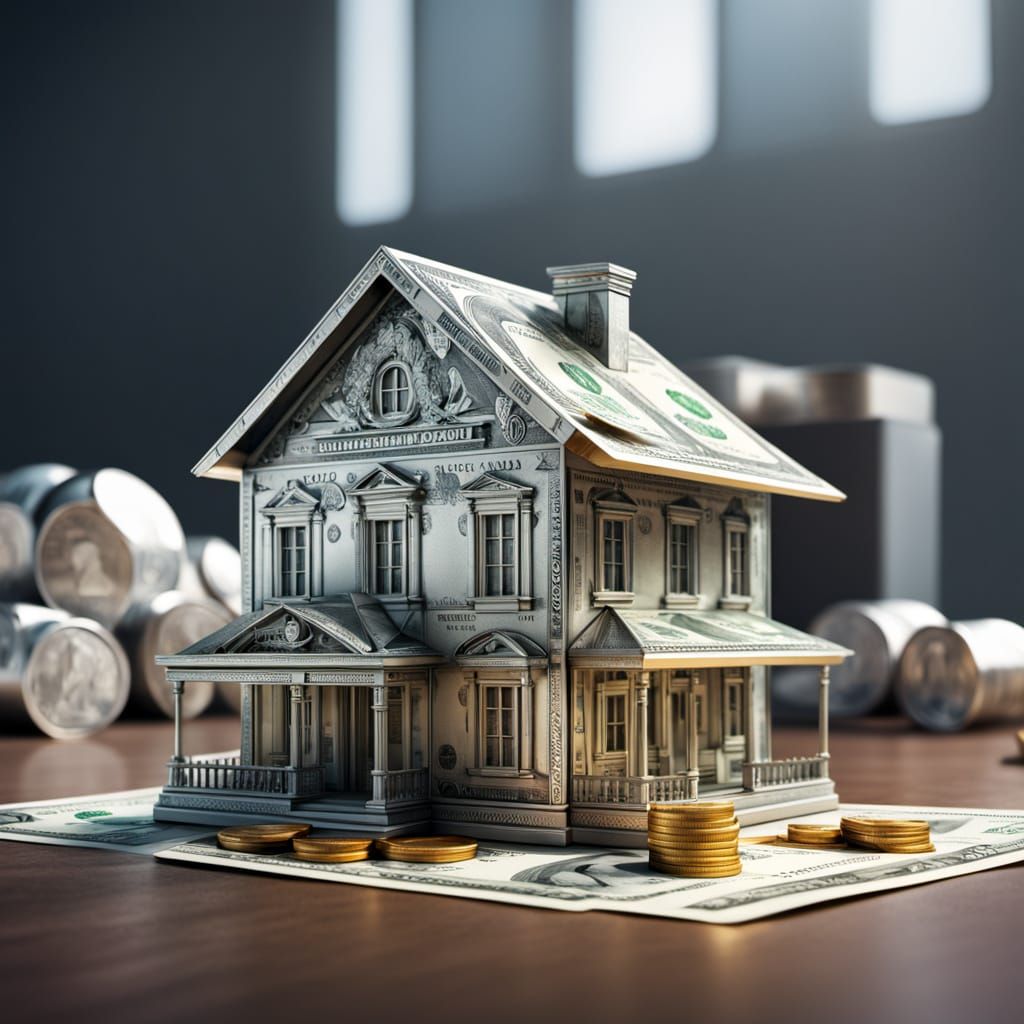 Country House Sculpted from Coins and Dollars