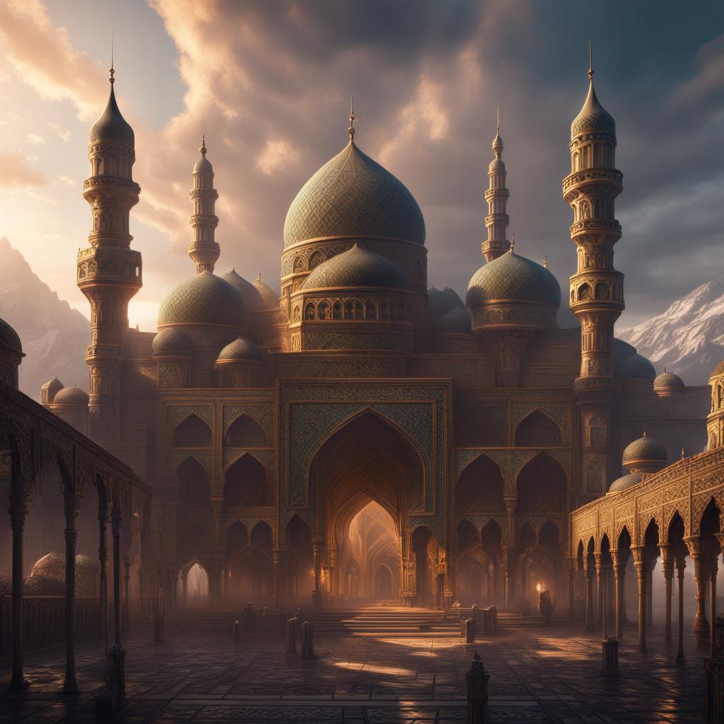 Detailed Matte Painting of Islamic Scene