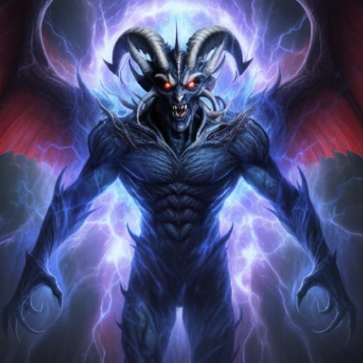 Vengeful Lucifer Prince of Darkness in Demonic Transformatio...